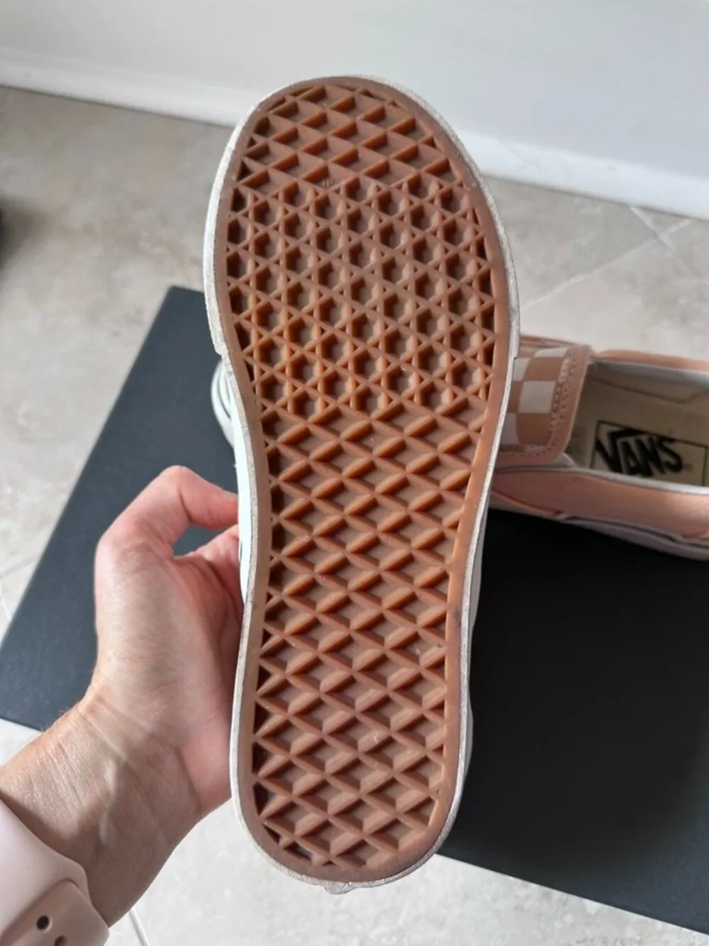 Vans Classic Slip-On Checkerboard Peach Womens
